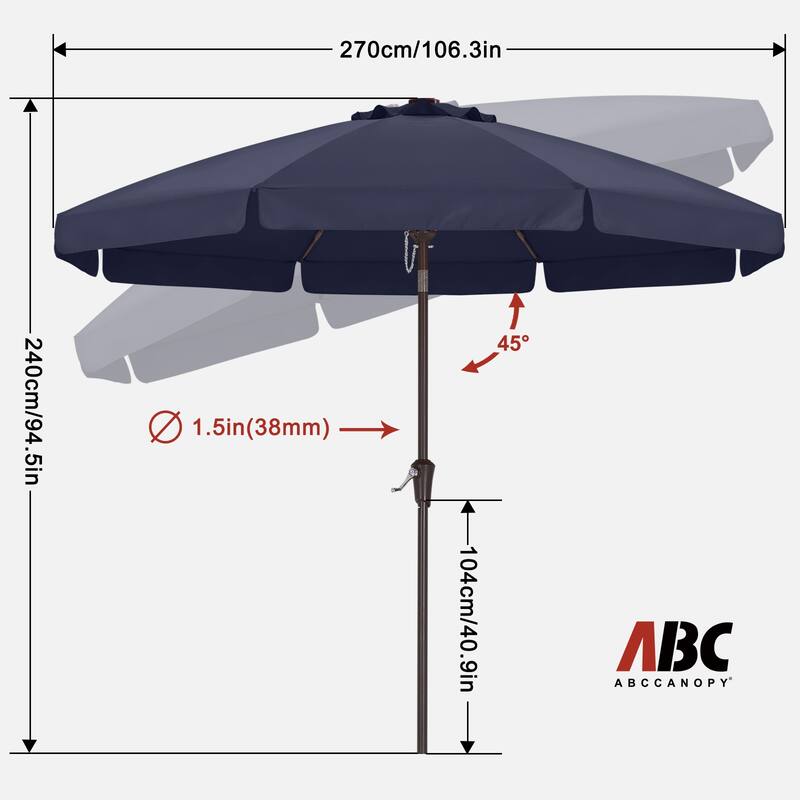 ABCCANOPY 9FT Outdoor Table Market Umbrella Tilt and Crank for Garden