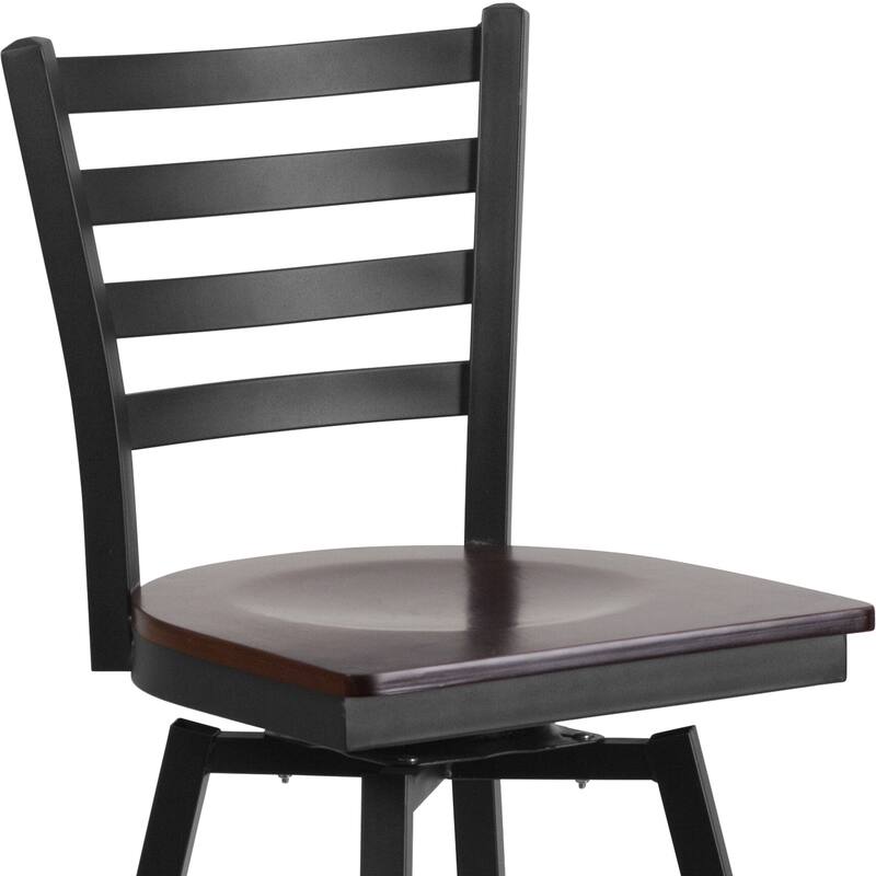 Ladder Back Swivel Metal Barstool - 16.5"W x 20.5"D x 44.5"H - 16.5"W x 20.5"D x 44.5"H