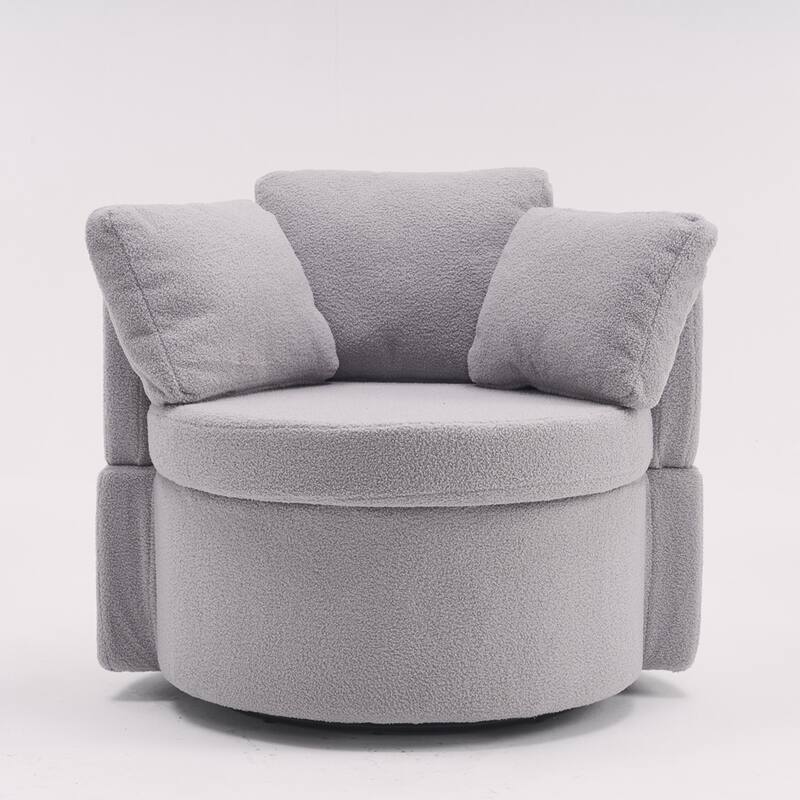 Teddy Fabric Swivel Storage Chair With Back Cushion