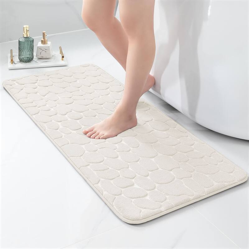 Memory Foam Runner Bath Mat Pebble Design 48x18