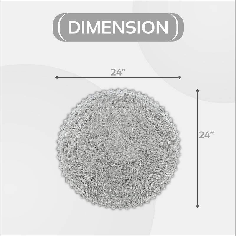 Better Trends Bath Rugs 100% Cotton Soft & Water Absorbent Reversible Tufted Bathroom Rug for Shower, Sink Mats Lilly Crochet - 24" Round - Gray
