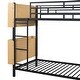 preview thumbnail 14 of 12, Black Twin Over Twin Convertible Metal Bunk Bed w/Storage & Guardrail