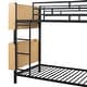 preview thumbnail 14 of 12, Twin Over Twin Metal Bunk Bed with Ladder & Storage Shelves, No Box Spring, Black