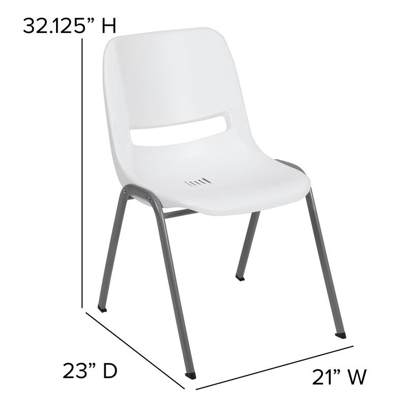 5 Pack 880 lb. Capacity Ergonomic Shell Stack Chair with Metal Frame - 23.5"D x 19.25"W x 32"H