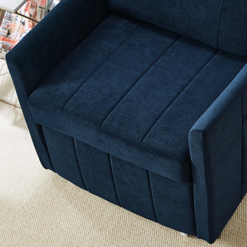 Chenille Convertible Sleeper Sofa Chair with 5-Position Backrest, Storage Basket and 440lb Capacity