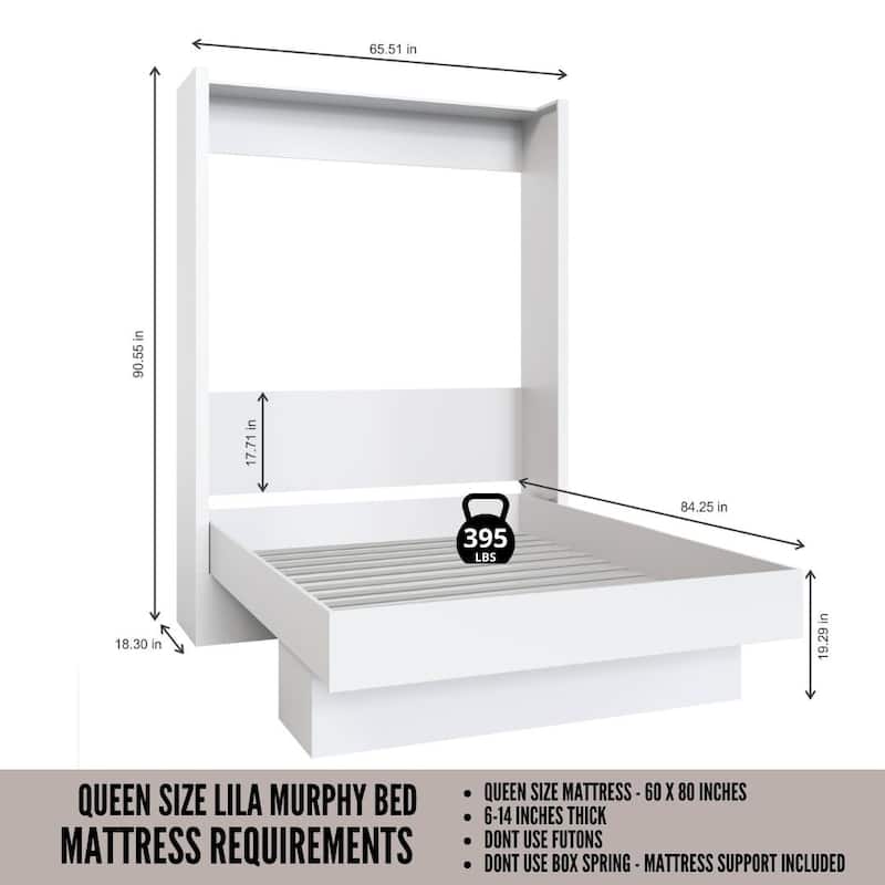 Oakland Living Easy Lift Brazilian Queen Contemporary Murphy Bed with Shelf