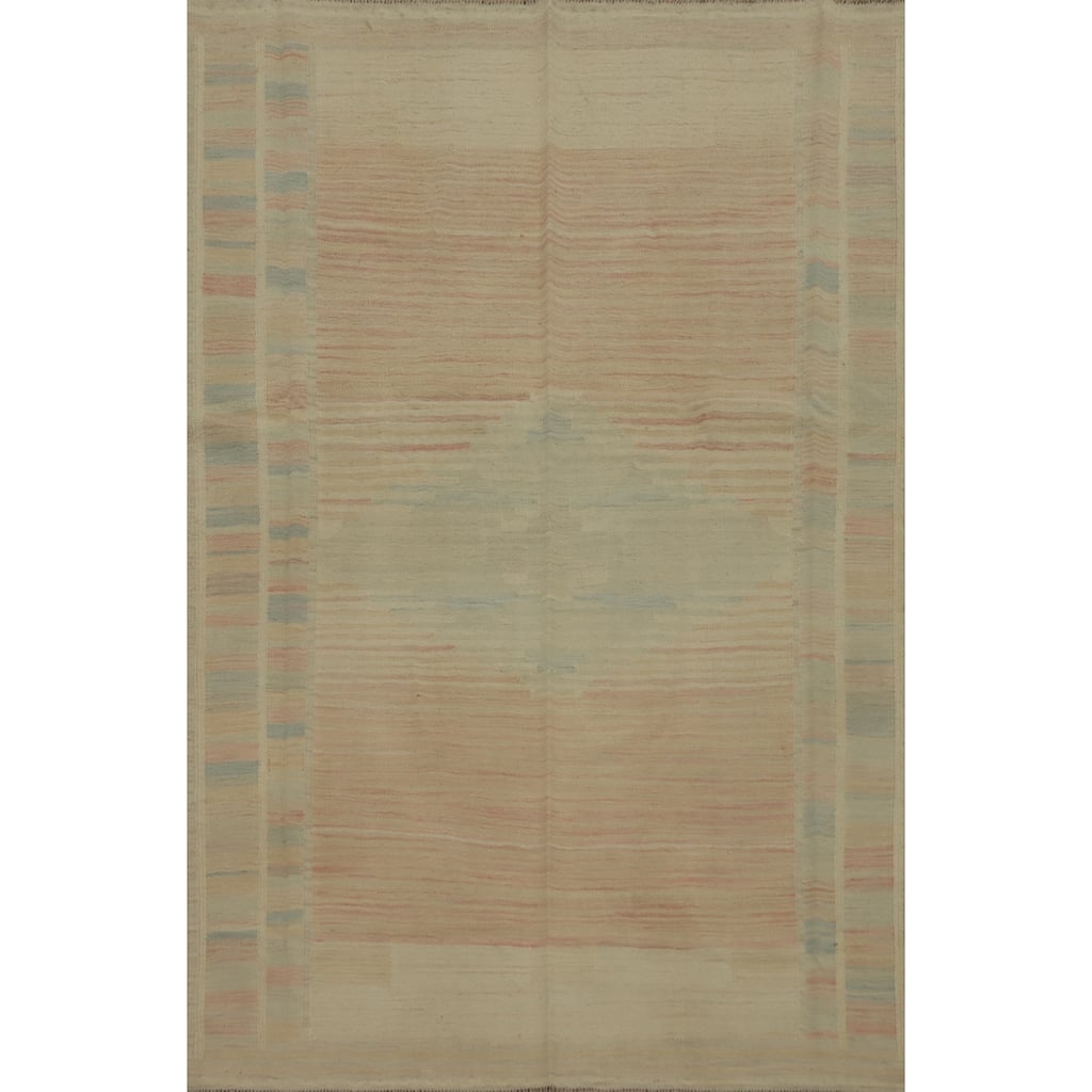 Hand Woven Southwestern Wool Multi-Colored Geometric Area Rug - 6' 11'' X 5' 0''