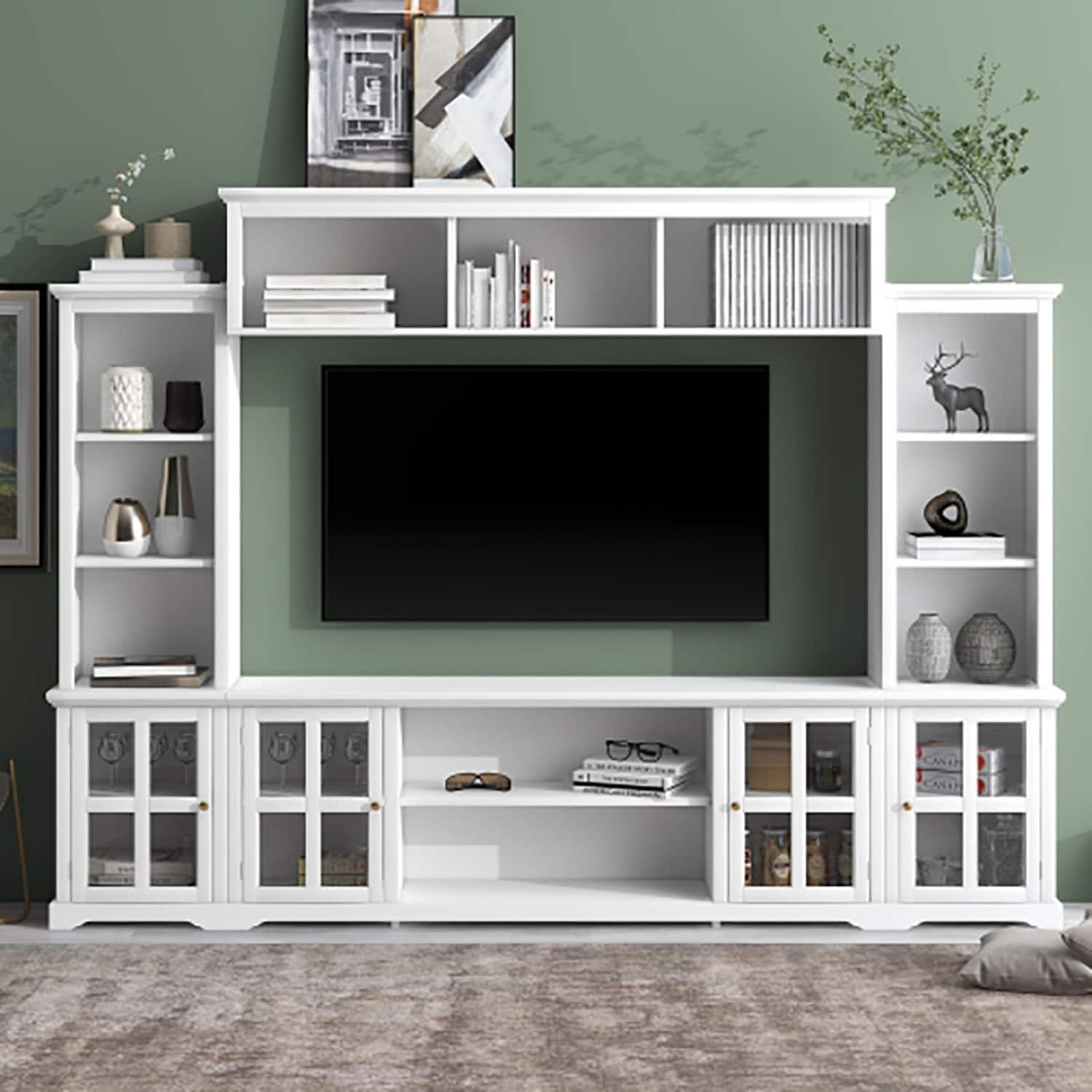 Entertainment Wall Unit with Bridge for TVs up to 70Inch