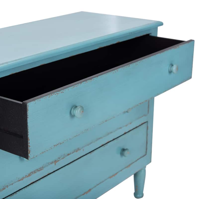SAFAVIEH Leanna Distressed Blue 3-Drawer Storage Chest
