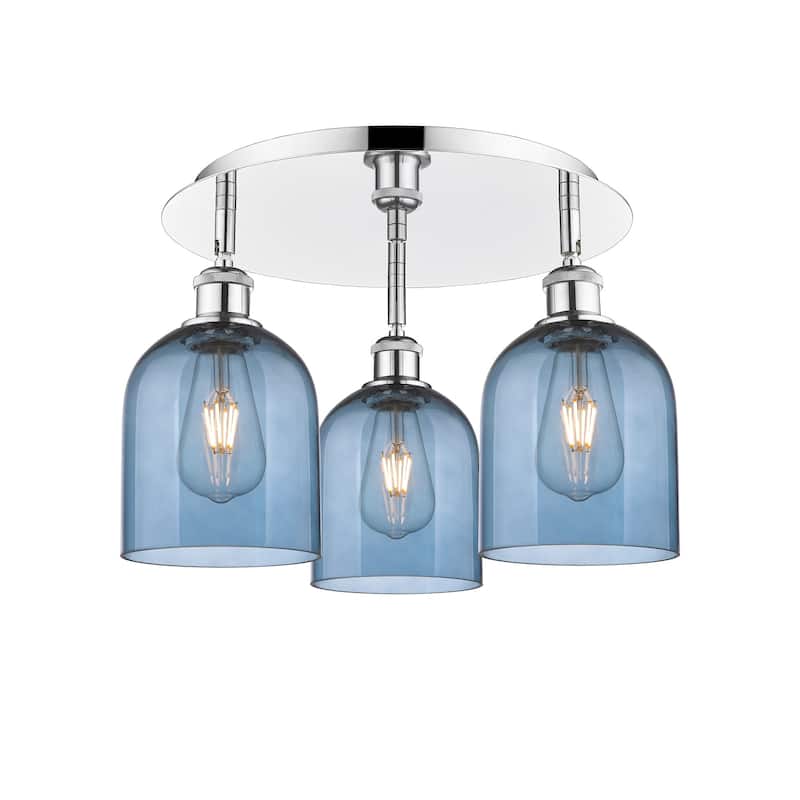 Innovations Lighting 516-3C-11-18 Bella Flush Bella 3 Light 18" Wide - Polished Chrome / Princess Blue