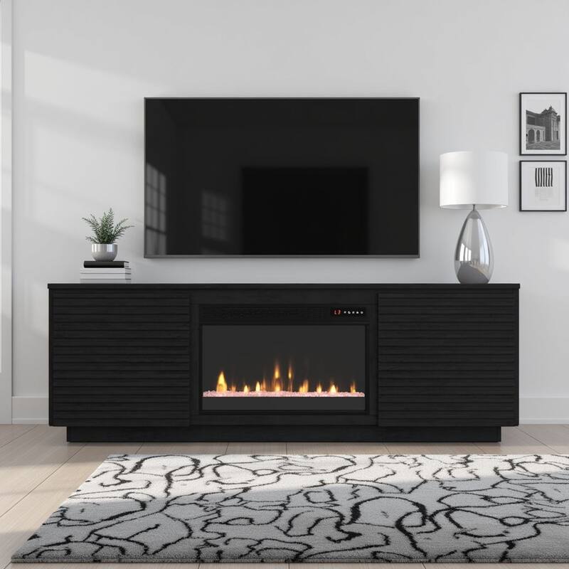 Bridgevine Home Stardust 73 inch Fireplace TV Stand for TVs up to 85 inches - Black