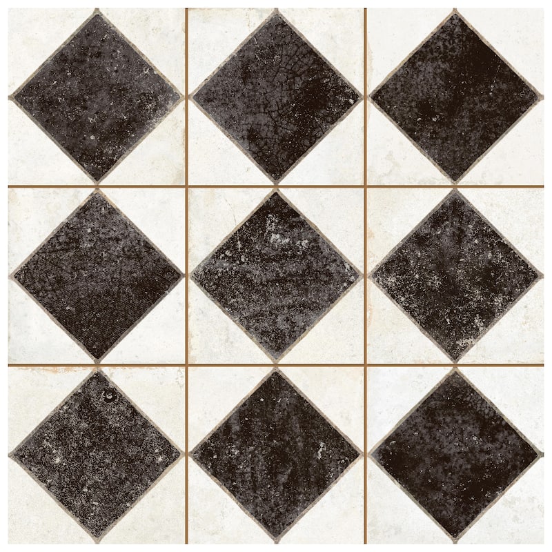 Merola Tile Kings Arles Black 13" x 13" Ceramic Floor and Wall Tile