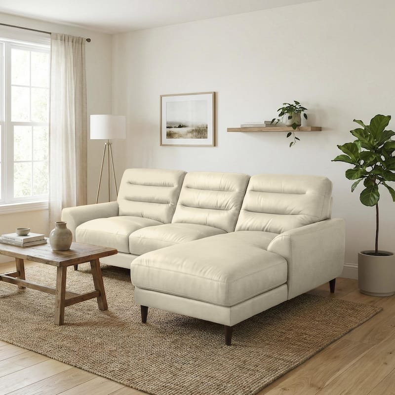 Chandler Genuine Leather Sectional Sofa with Padded Arms