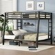 preview thumbnail 1 of 9, Full XL over Queen Size Metal Bunk Bed with Space-Saving, Noise Reduced and Ladder for Teens and Adults Full XL over Queen - Black
