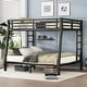 preview thumbnail 1 of 9, Industrial Full XL over Queen Metal Bunk Bed with Ladder and Guardrail for Teens and Adults Black