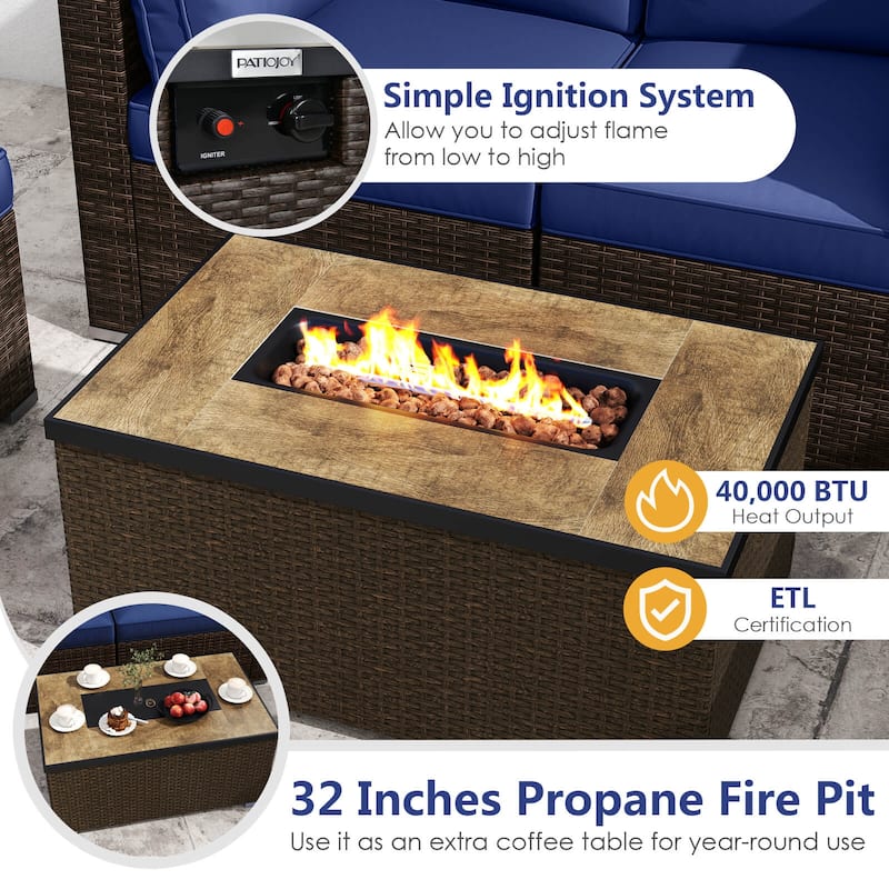 Costway 7 Pieces Outdoor Furniture Set with 32" Fire Pit Table and - See Details