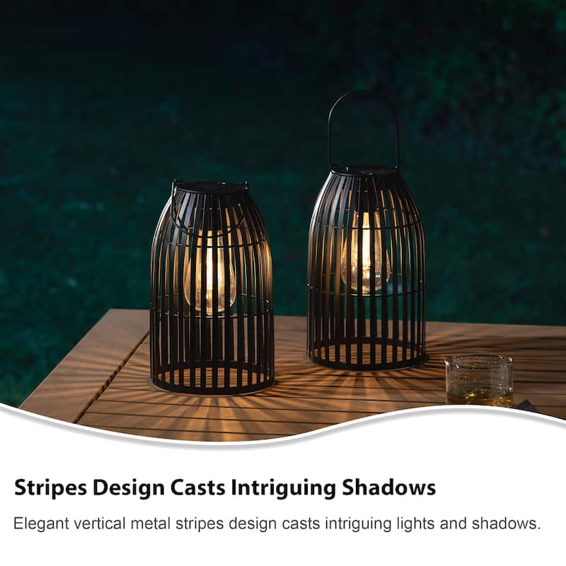 Glitzhome 9.75"H Metal Woven Solar Powered Outdoor Hanging Lantern