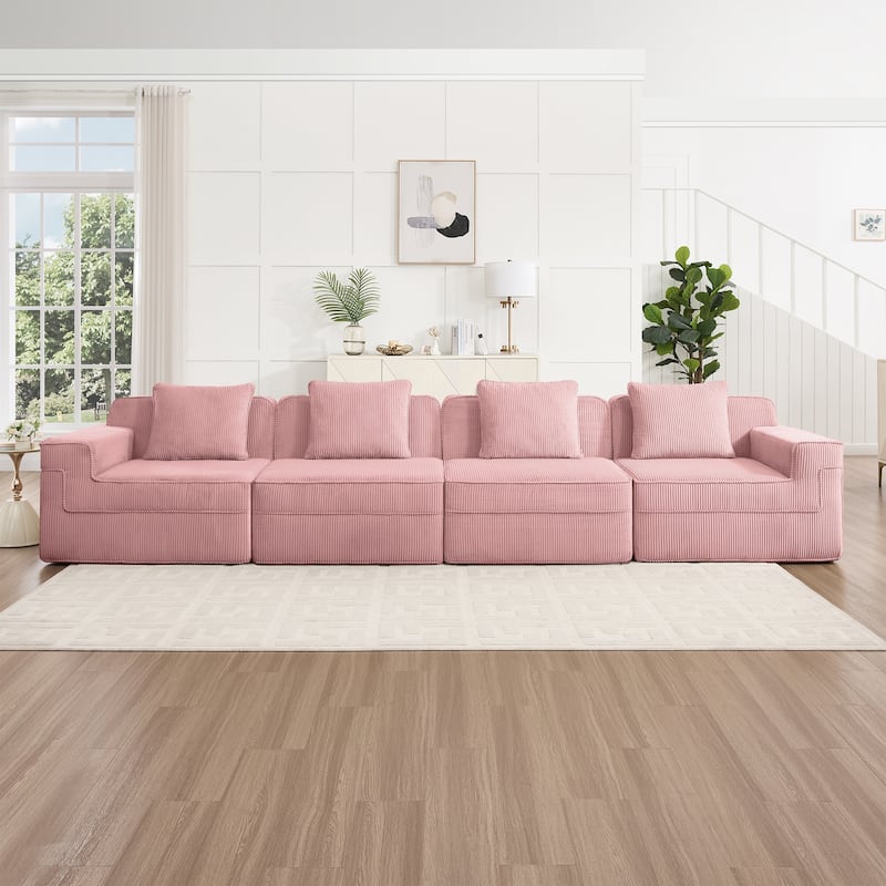 GDFStudio - Modular 4-Seater 153.5" Corduroy Boneless Cloud Sofa