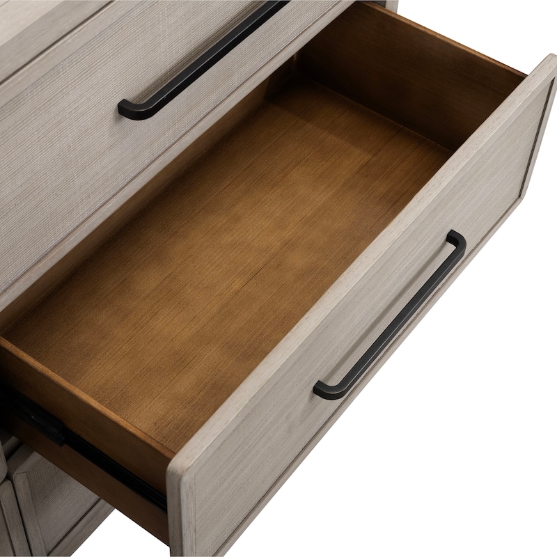 Furniture of America Billet Modern 2-Piece Natural Oak Wood 6-Drawer Dresser and Mirror Set