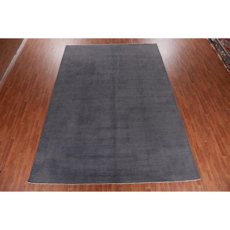 Solid Gabbeh Persian Large Rug Hand-Knotted Wool Carpet - 9'11" x 13'10"