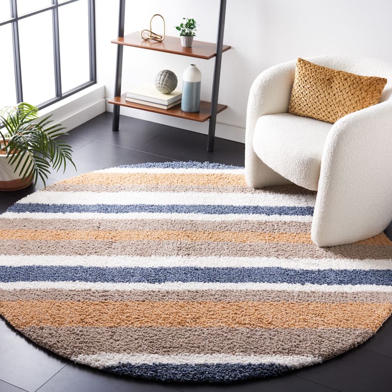 SAFAVIEH, Calico Shag Diomira Stripe 1.5-inch Thick Rug