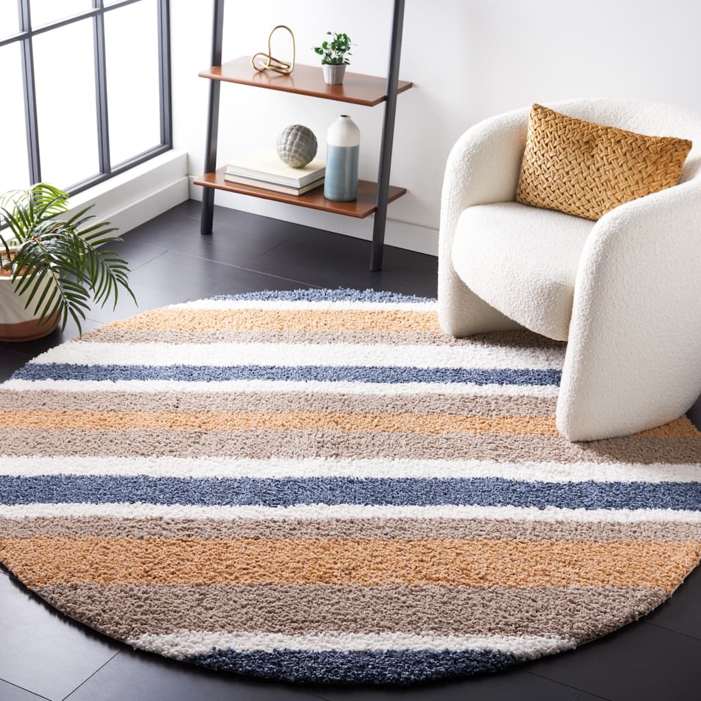 SAFAVIEH, Calico Shag Diomira Stripe 1.5-inch Thick Rug