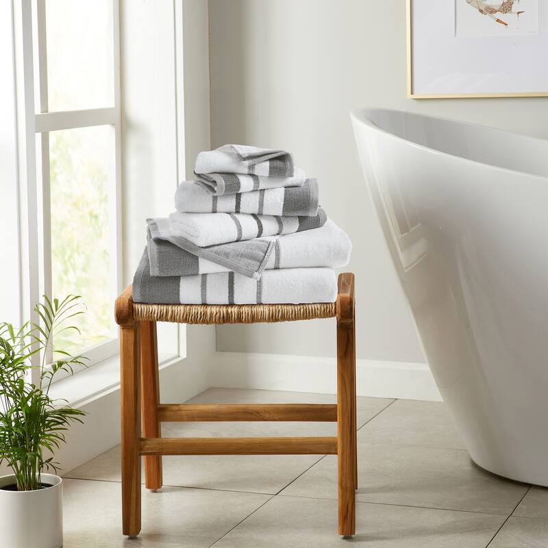Linery & Co. Luxury Cotton Decorative Towel Set. - 6 Piece Set - Dark Grey / Light Grey.