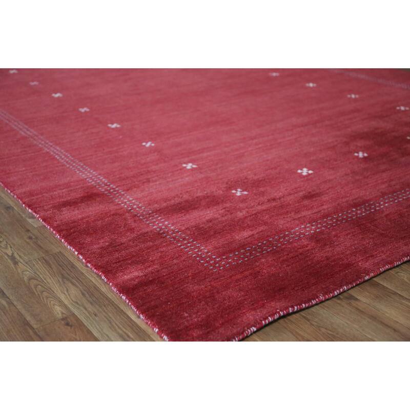Hand Knotted Oriental 100% Wool Carpet Tribal Tribal Red Gabbeh Area Rug - 9' 9'' X 6' 9''