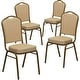 preview thumbnail 5 of 25, 4 Pack Crown Back Stacking Banquet Chair Beige Patterned Fabric/Gold Frame