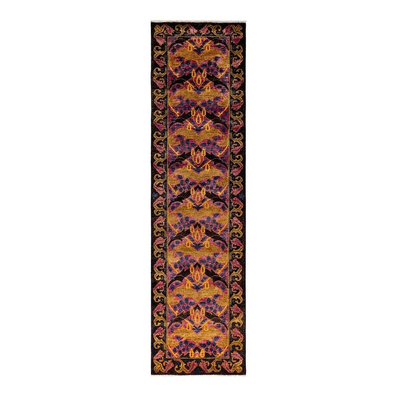 Overton Hand Knotted Wool Vintage Inspired Modern Contemporary Arts & Crafts Multi Runner Rug - 2' 7" x 10' 2"