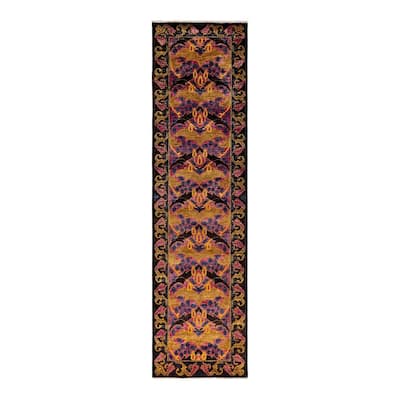 Overton Hand Knotted Wool Vintage Inspired Modern Contemporary Arts & Crafts Multi Runner Rug - 2' 7" x 10' 2"