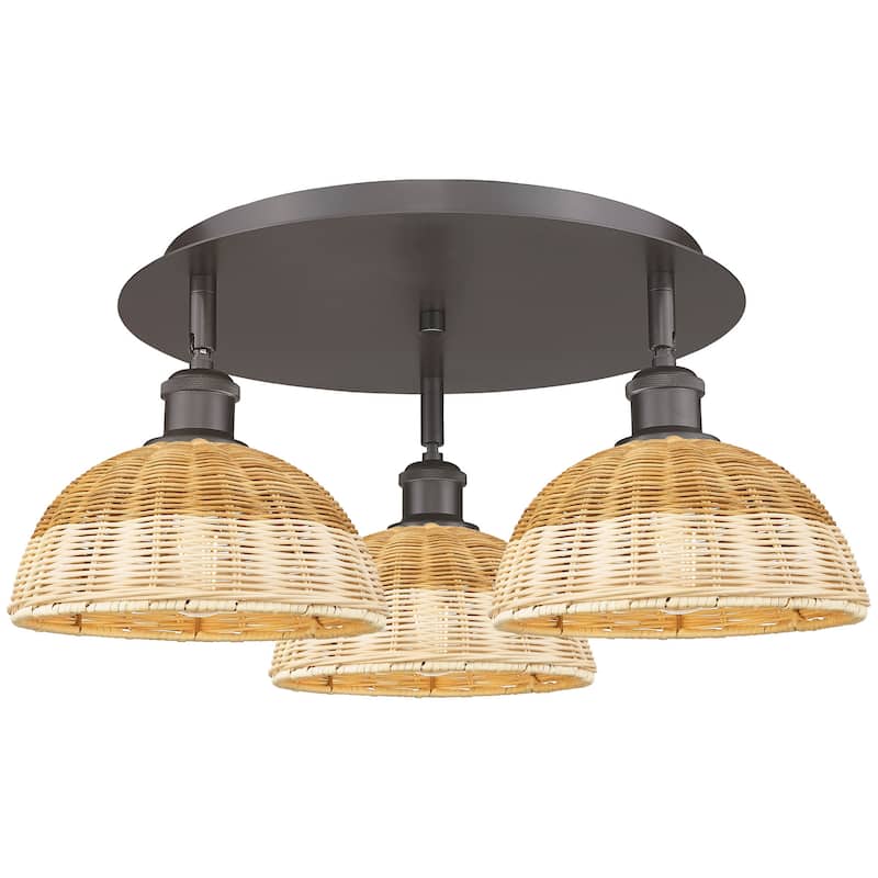 Innovations Lighting 516-3C-10-21 Bristol Natural II Semi-Flush - Oil Rubbed Bronze / Natural