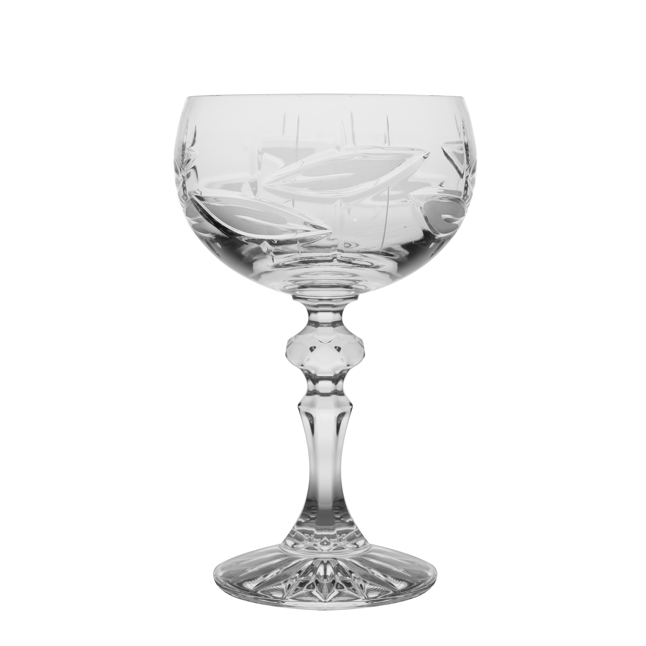 Crystal Champagne Glasses Flute Saucer Set of 6 6.5Oz.Majestic