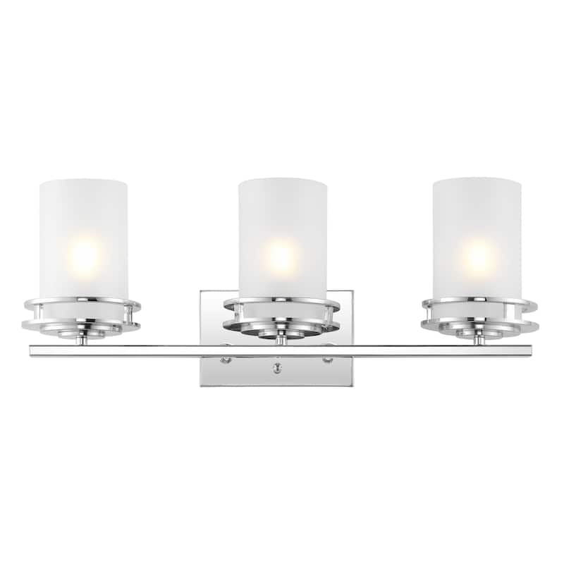 Magnolia 3-Light Metal/Frosted Glass Contemporary Glam LED Vanity Light, by JONATHAN Y