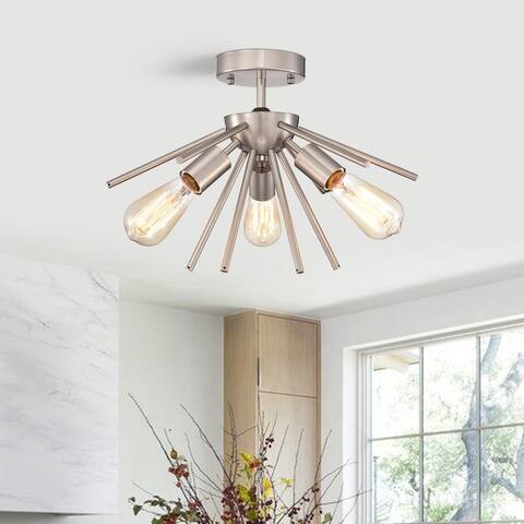 Caleb 3-Light Mid-Century Modern Sputnik Semi-Flush Mount