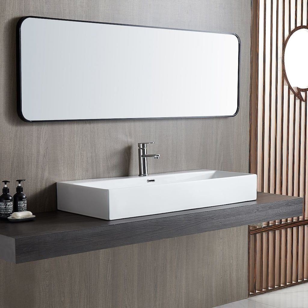 Eridanus 40" Elongated White Bathroom Vanity Trough Sink