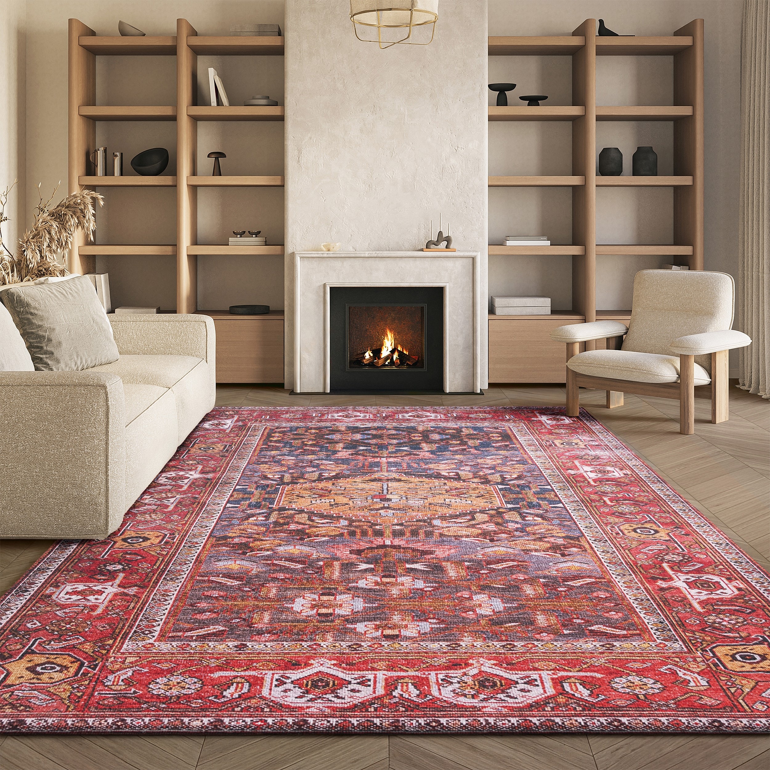 SAFAVIEH Tucson Machine Washable Slip Resistant Armenuhi Traditional Rug
