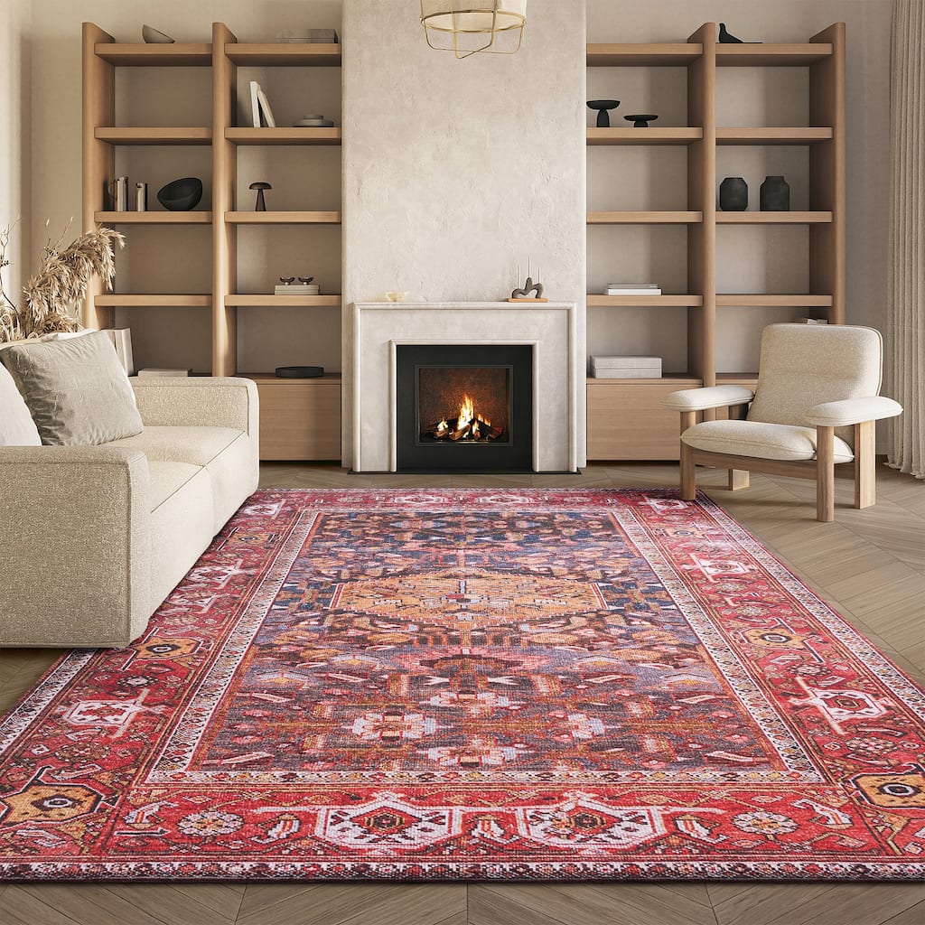 SAFAVIEH Tucson Machine Washable Slip Resistant Armenuhi Traditional Rug