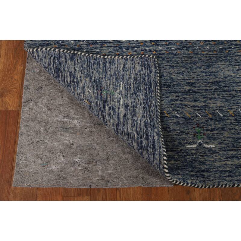 Hand Knotted Oriental 100% Wool Carpet Tribal Stripe Navy Blue & Blues Gabbeh Area Rug - 5' 10'' X 4' 0''