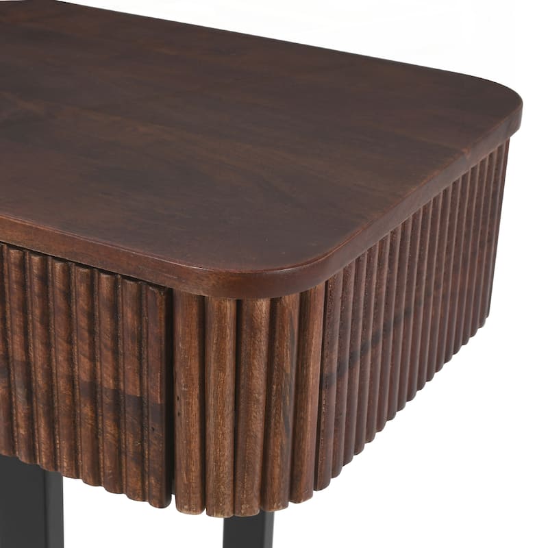Solid Wood Entryway Table with Fluted Design
