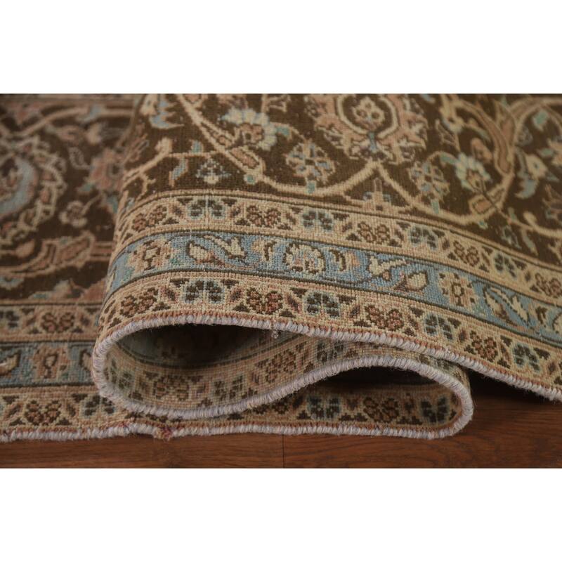 Hand Knotted Oriental 100% Wool Carpet Traditional Floral Oranges & Rust Mashad Area Rug - 13' 5'' X 9' 8''