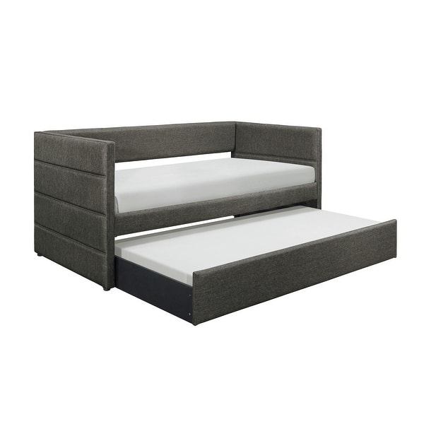 slide 2 of 7, Manasa Upholstered Daybed with Trundle Dark Grey