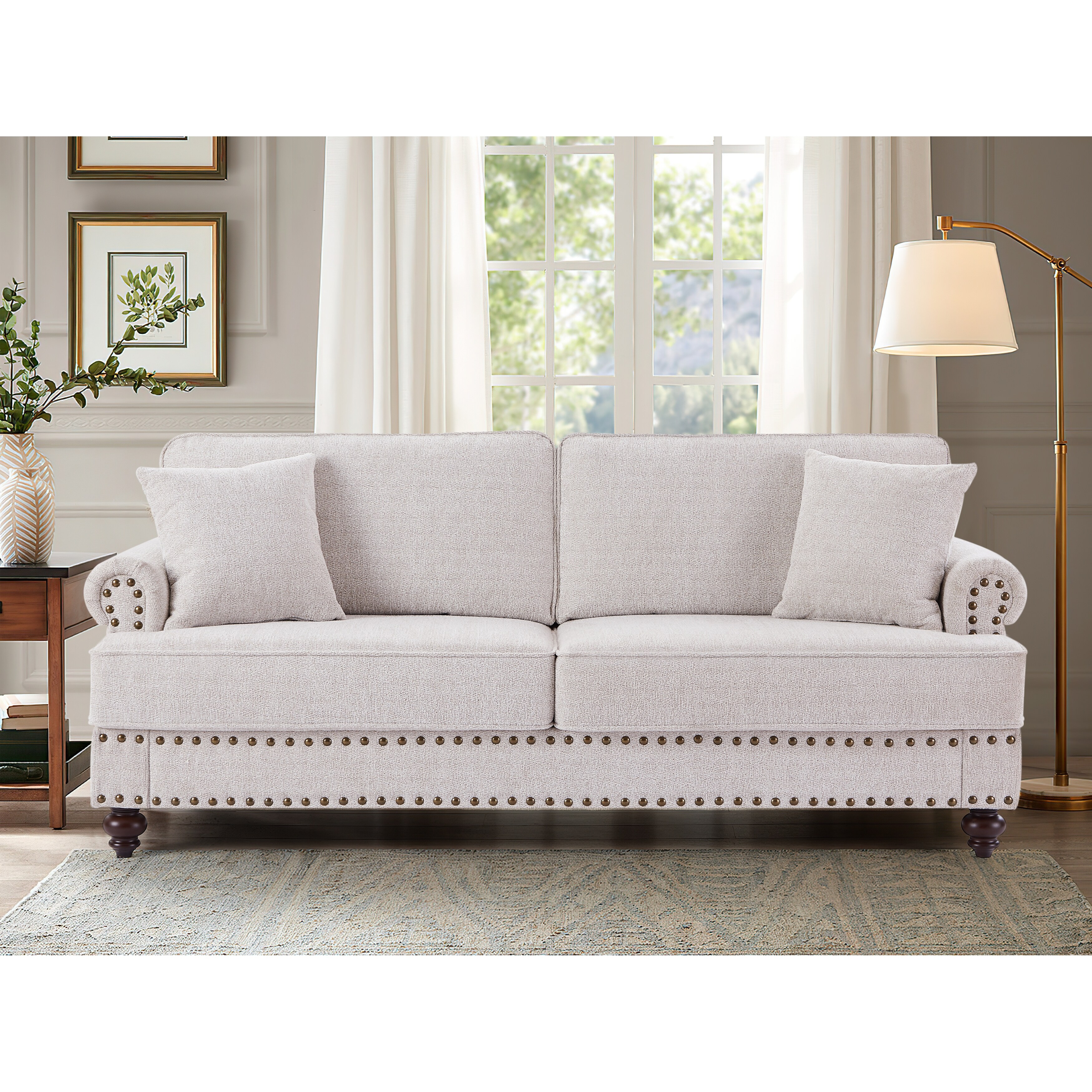 Nailhead sleeper hot sale sofa
