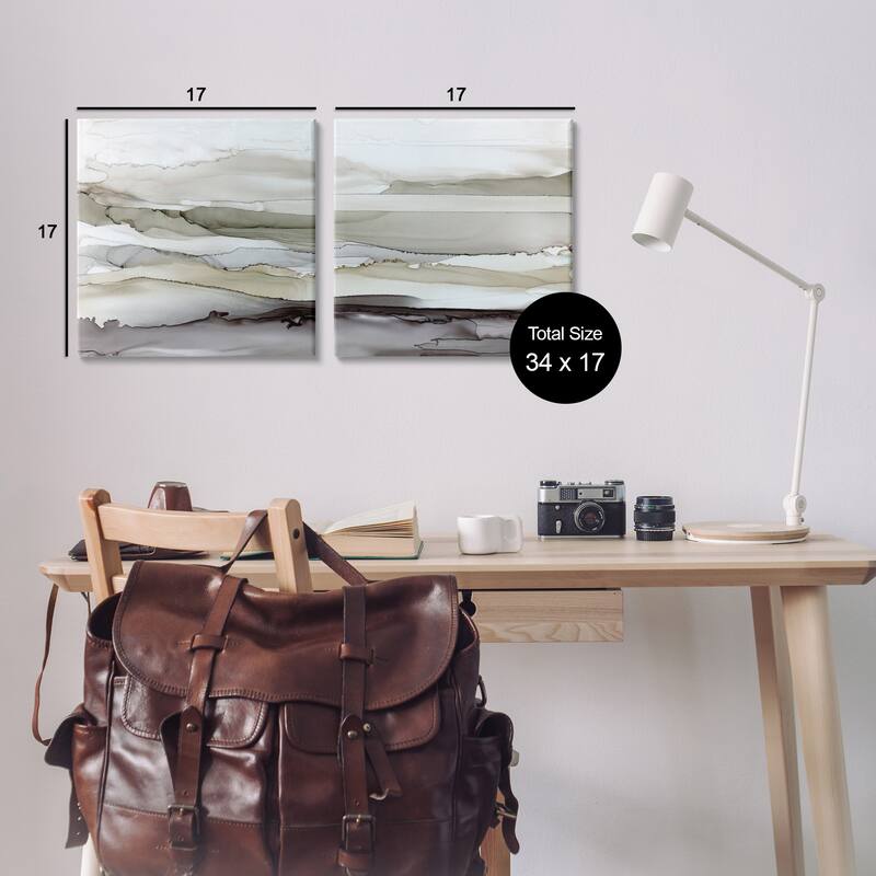 Stupell Abstract Watercolor Wave Interpretation Grey Brown Fluid Movement 2pc Multi Piece Canvas Wall Art Set