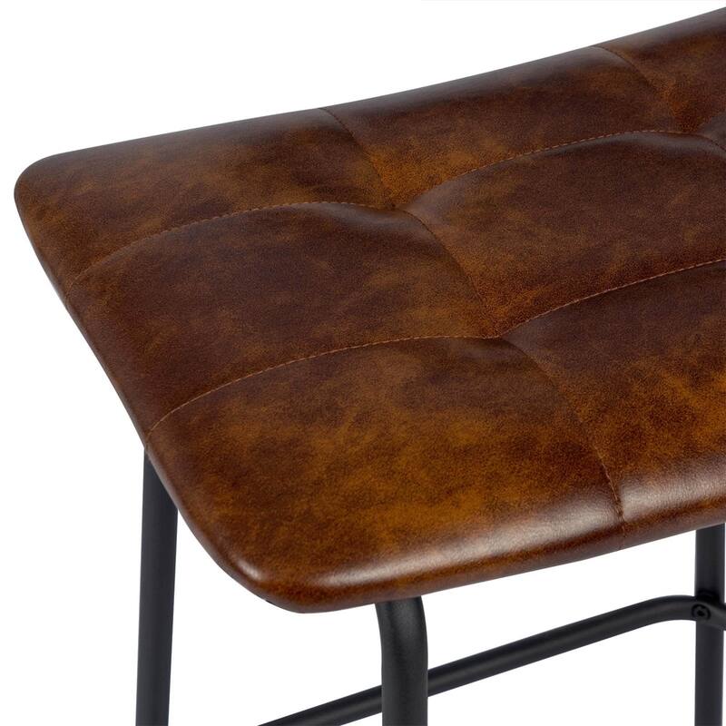 Saddle Tufted 24” Height Breathable Faux Leather Counter Stools