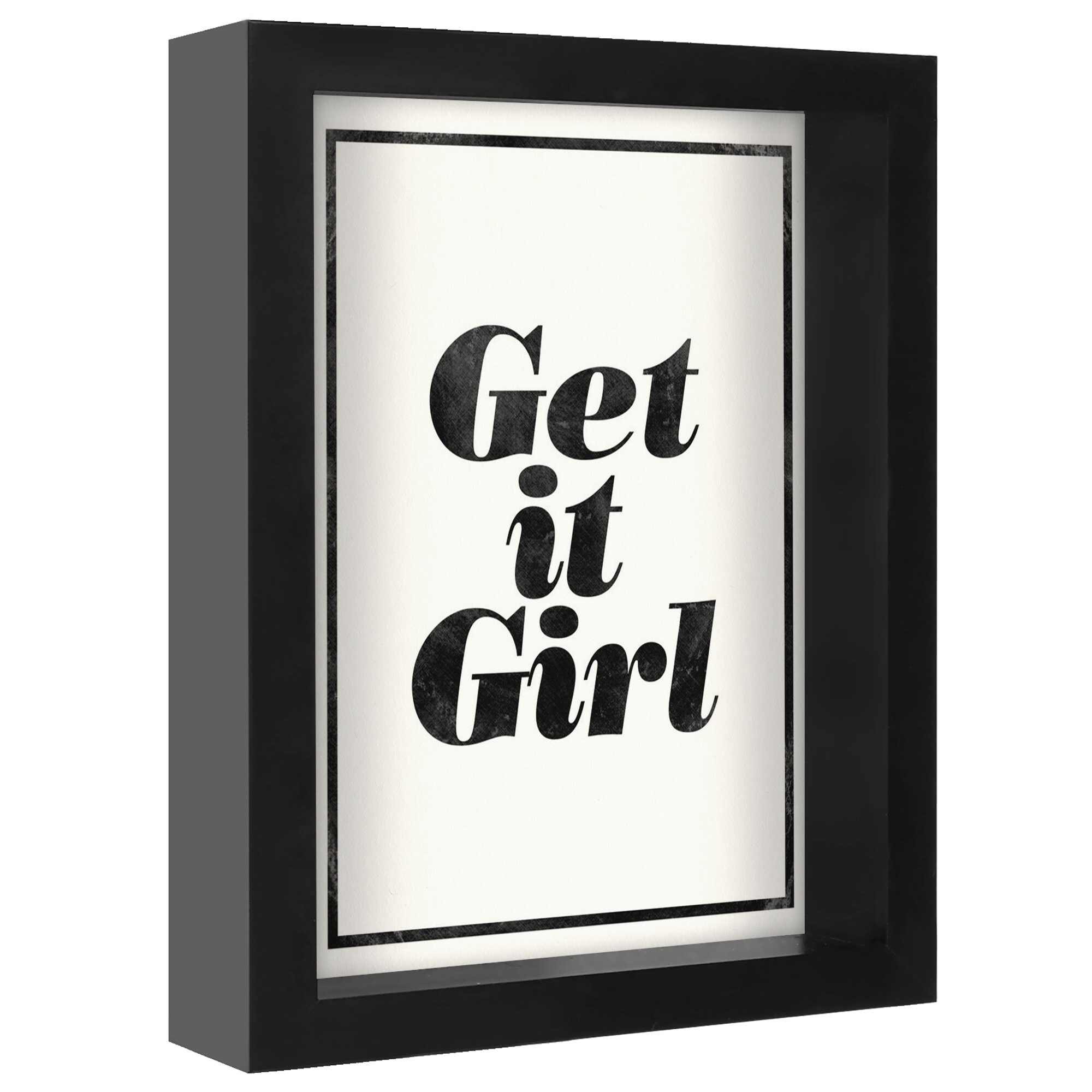 Americanflat Black Framed Shadow Box Sign Decor 'Get It Girl' Funny Sayings  - 5" x 7" - Bed Bath & Beyond - 37773108