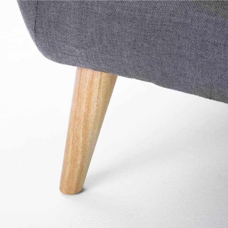 Dark Grey Fabric Loveseat for Small Spaces with Button - Tufted Backrest and Rubberwood Legs