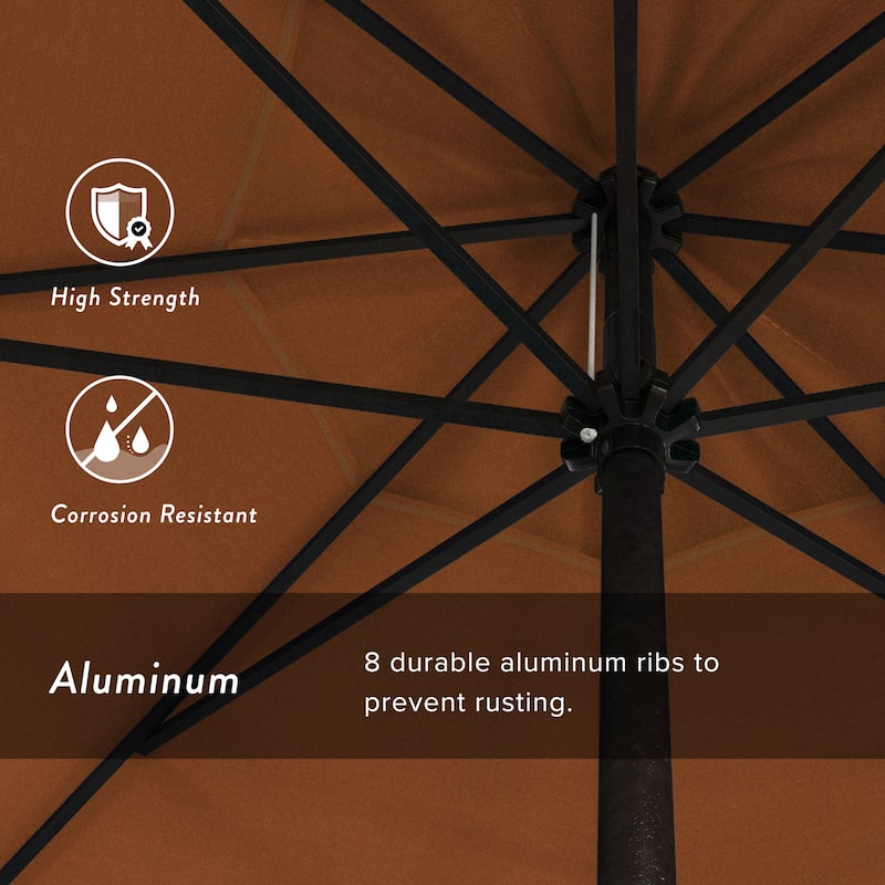 California Umbrella 7.5' Round Aluminum Crank Lift Auto Tilt 8 Rib Patio Umbrella, Bronze Finish, Sunbrella Fabric