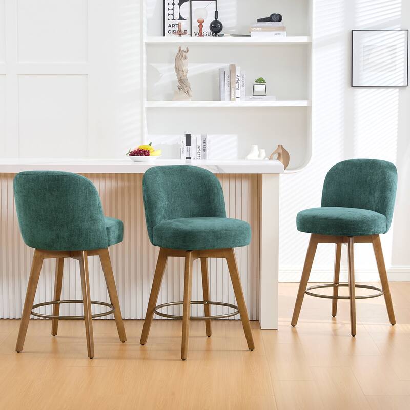 Fabric Upholstered Counter Height Swivel Bar Stools - 37.8"H x 19.7"W x 23.2"D