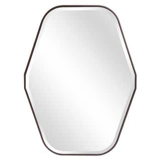 Allan Andrews Octagonal Wall Mirror with Espresso Stained Wood Frame - 39"H x 29"W